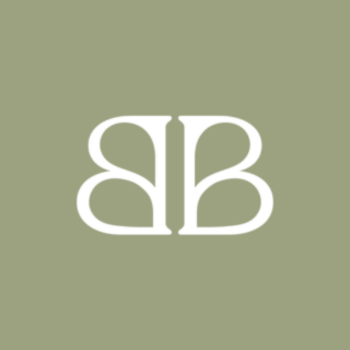 White "BB" monogram logo on a sage green background.